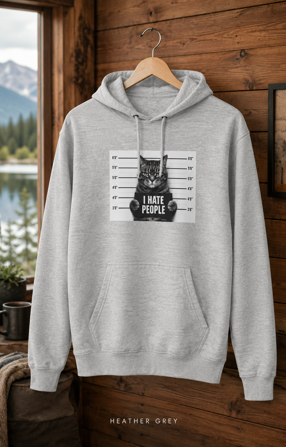I Hate People Cat Mugshot Hoodie — Funny Anti-Social Graphic Hoodie