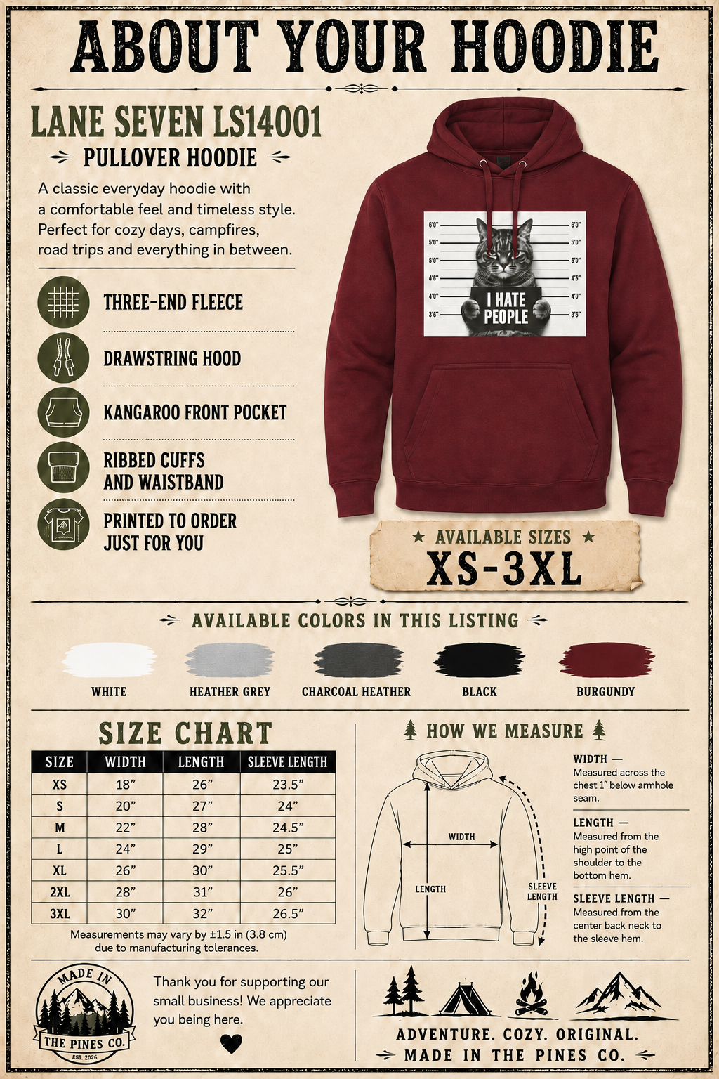 I Hate People Cat Mugshot Hoodie — Funny Anti-Social Graphic Hoodie