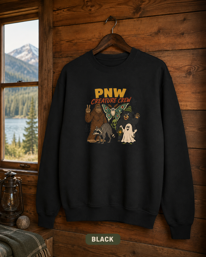 PNW Creature Crew sweatshirt | Pacific Northwest Sasquatch Bigfoot design