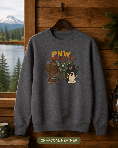 PNW Creature Crew sweatshirt | Pacific Northwest Sasquatch Bigfoot design