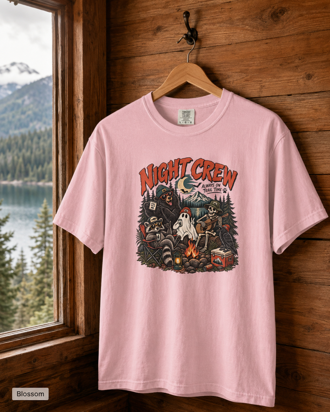 Night Crew Camping Tee — Retro Ghost Campfire T-Shirt