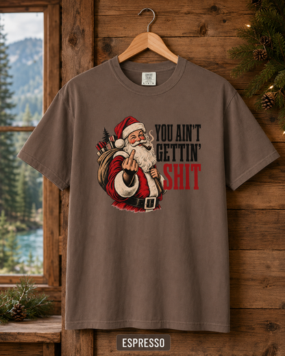 Funny Rude Santa Christmas Shirt You Aint Gettin Shit Tee