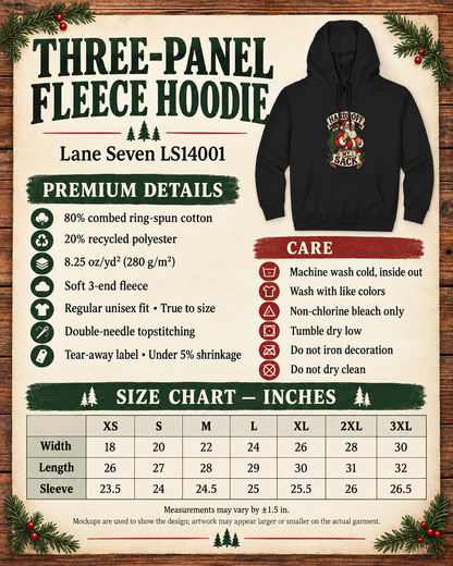 Funny Christmas Hoodie – Hands Off My Sack Santa Pullover, Adult Humor Gift for Him
