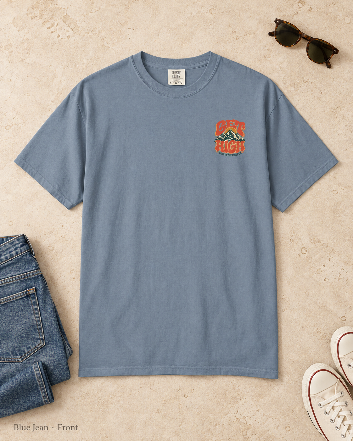 Get High Mountain T-Shirt — Retro Psychedelic Nature Graphic Tee