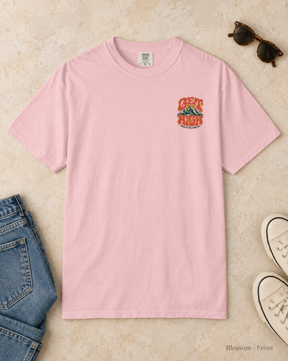 Get High Mountain T-Shirt — Retro Psychedelic Nature Graphic Tee