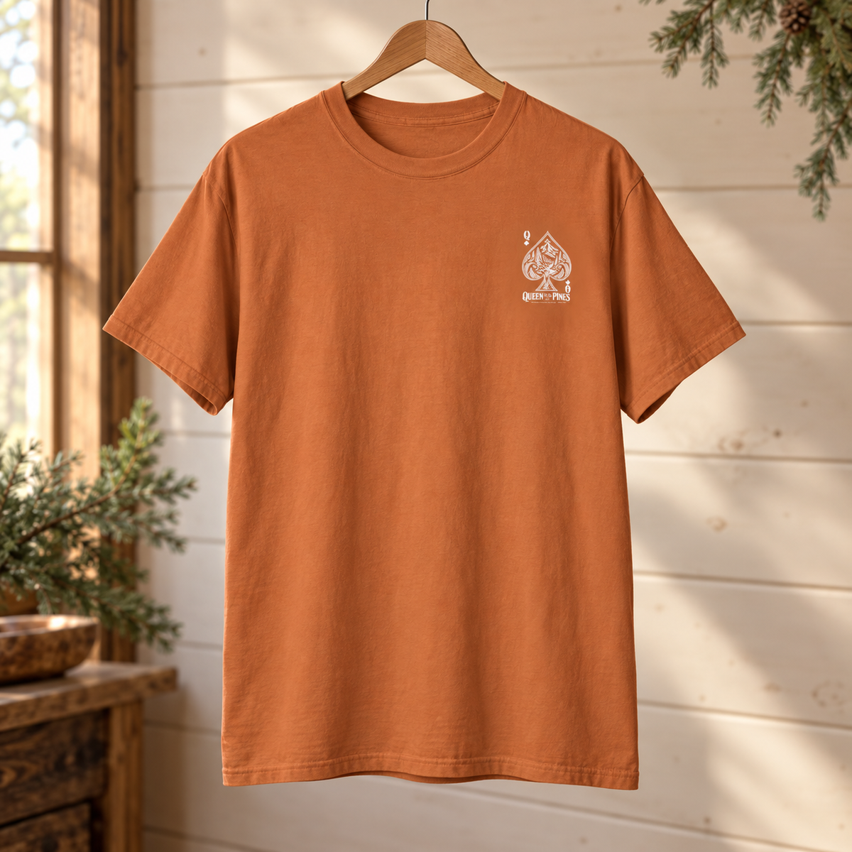 Queen of the Pines Graphic T-Shirt — Vintage Spade Forest Design