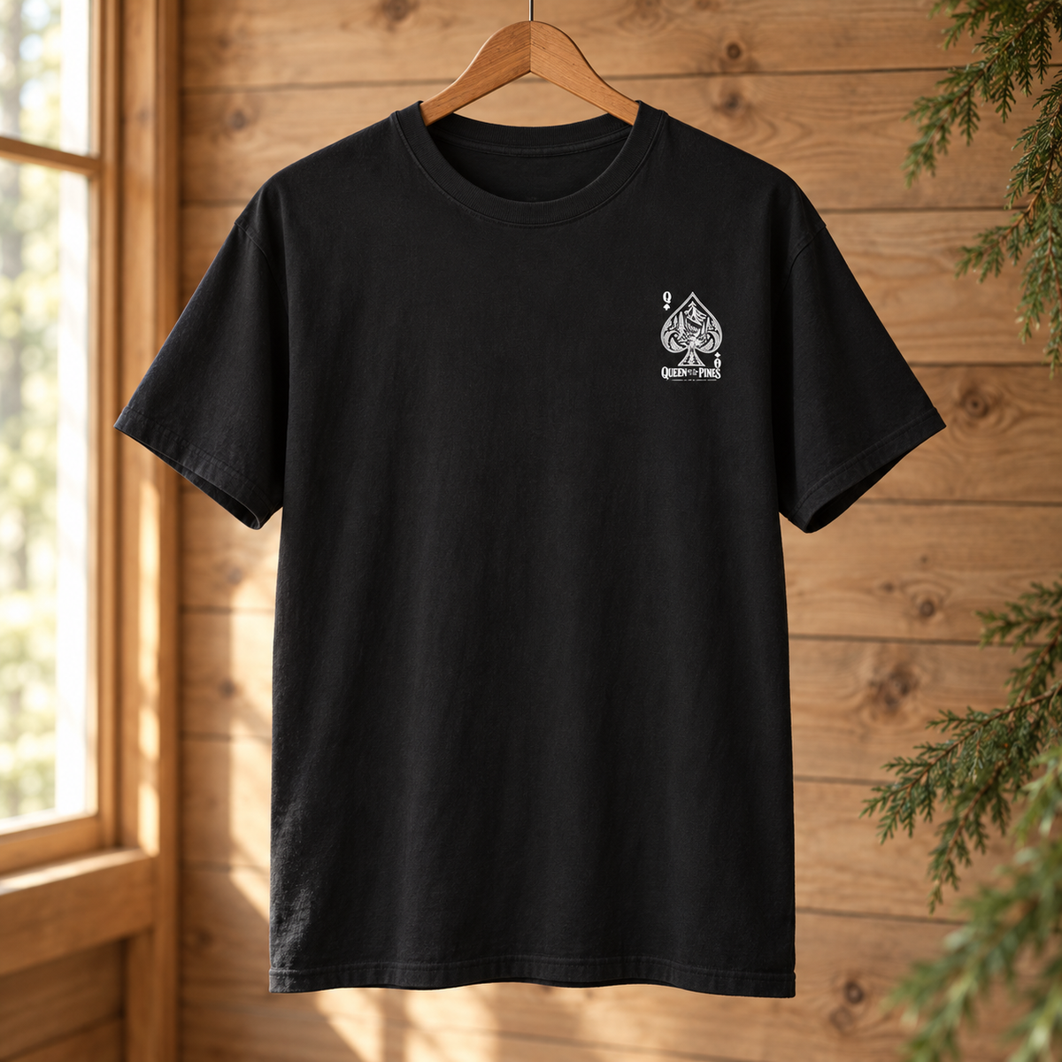 Queen of the Pines Graphic T-Shirt — Vintage Spade Forest Design