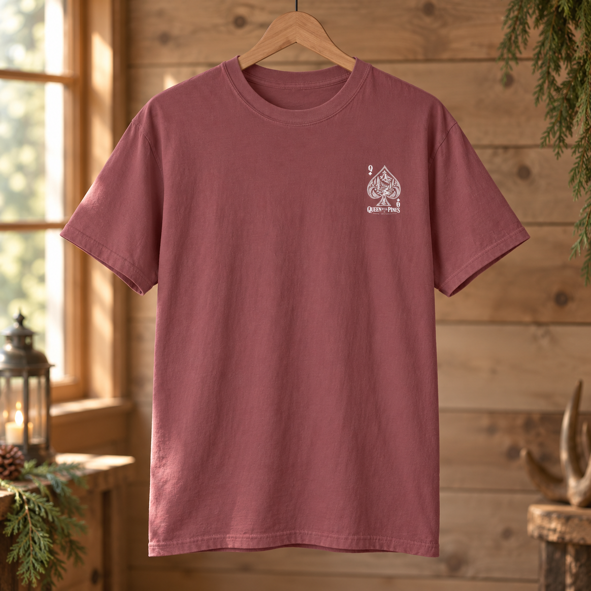 Queen of the Pines Graphic T-Shirt — Vintage Spade Forest Design