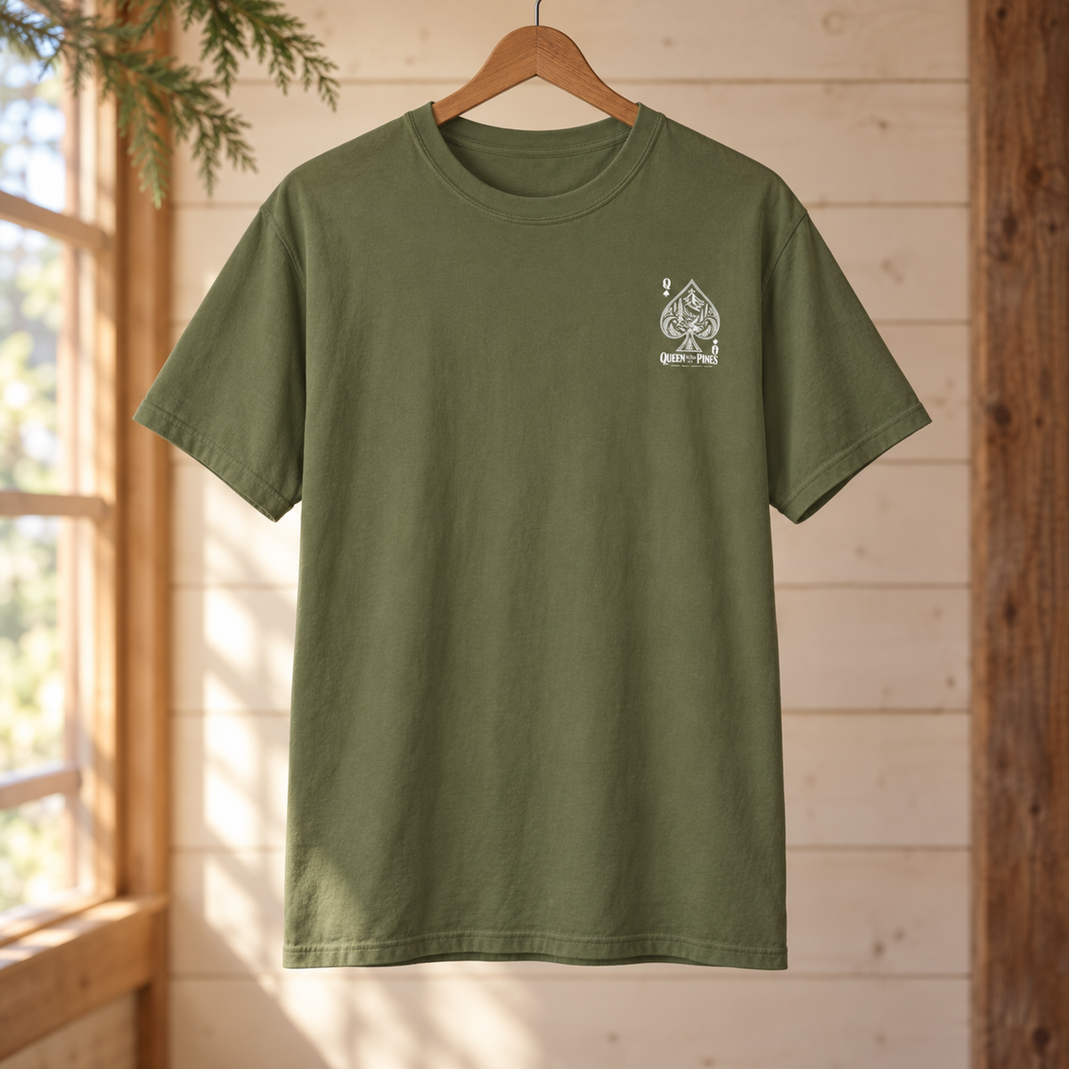 Queen of the Pines Graphic T-Shirt — Vintage Spade Forest Design