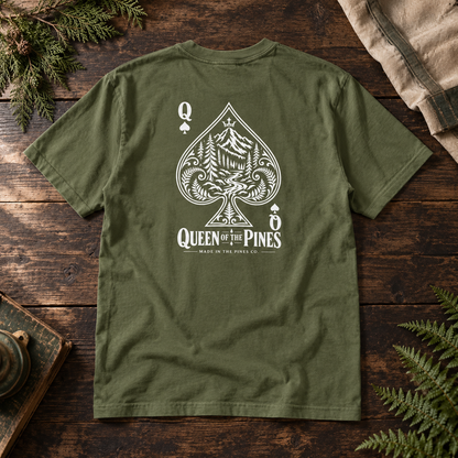 Queen of the Pines Graphic T-Shirt — Vintage Spade Forest Design