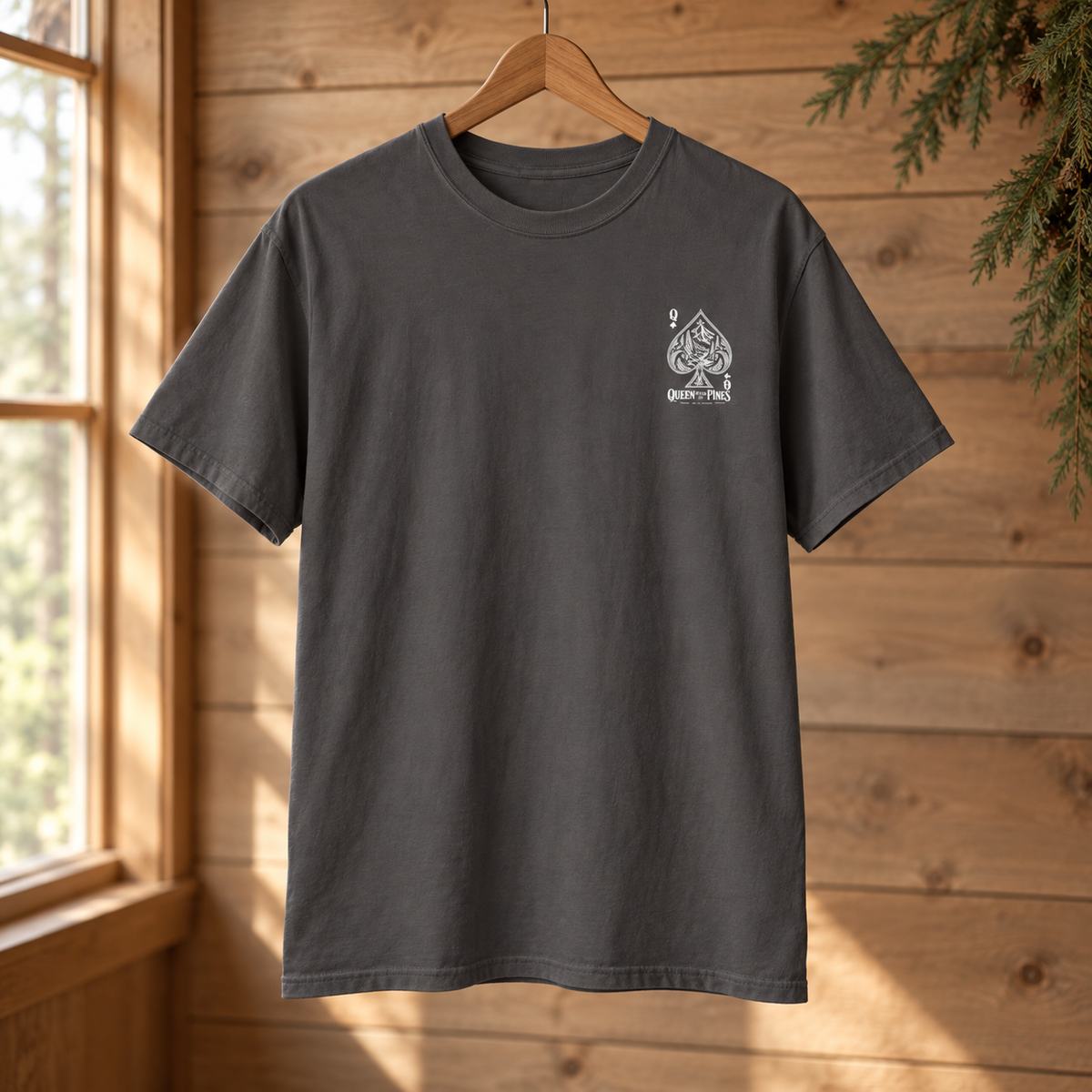 Queen of the Pines Graphic T-Shirt — Vintage Spade Forest Design