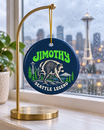 Jimothy 'Seattle Legend' Ceramic Ornament — Round Holiday Keepsake