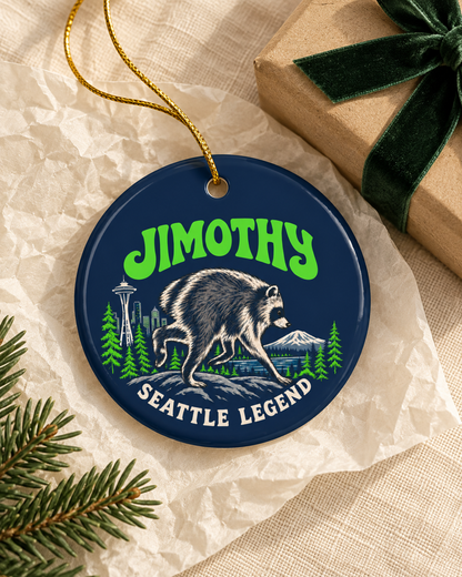 Jimothy 'Seattle Legend' Ceramic Ornament — Round Holiday Keepsake