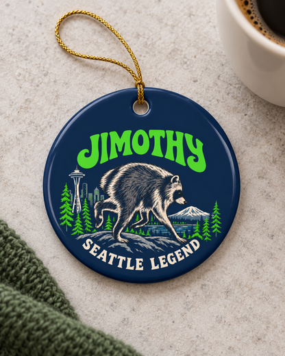Jimothy 'Seattle Legend' Ceramic Ornament — Round Holiday Keepsake
