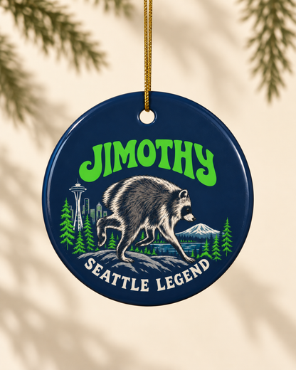 Jimothy 'Seattle Legend' Ceramic Ornament — Round Holiday Keepsake
