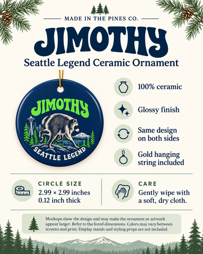 Jimothy 'Seattle Legend' Ceramic Ornament — Round Holiday Keepsake