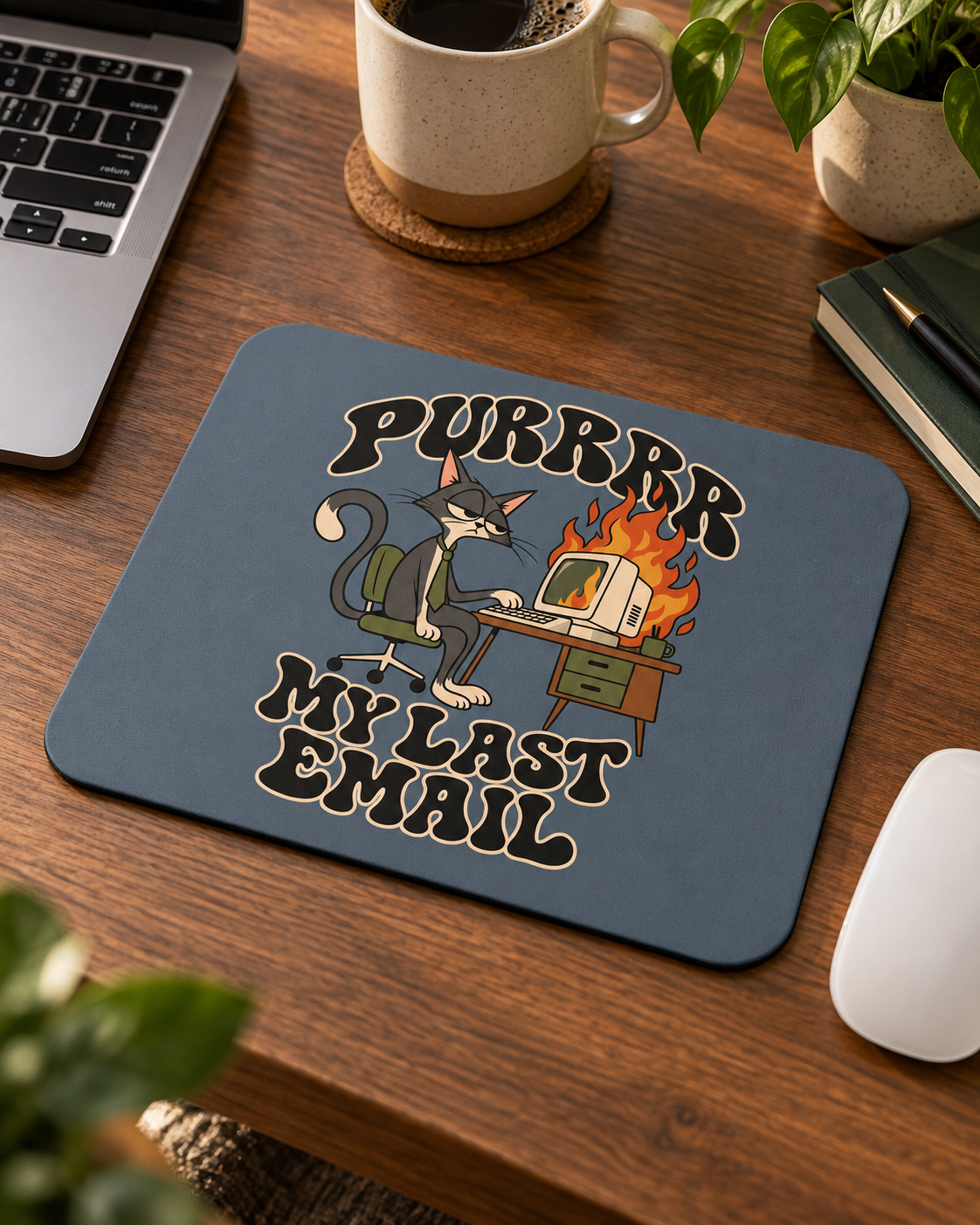 Cat 'Purrrr My Last Email' Funny Mouse Pad