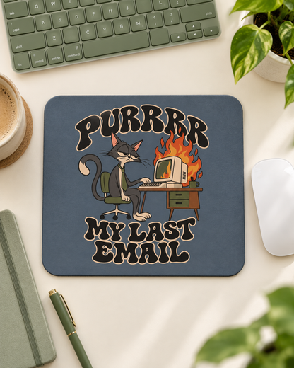 Cat 'Purrrr My Last Email' Funny Mouse Pad
