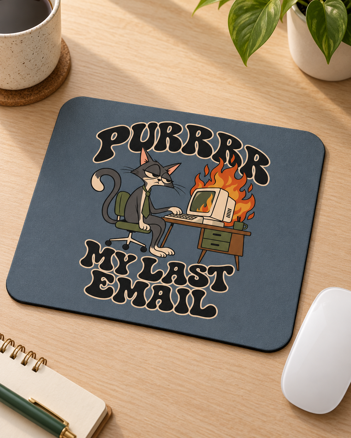 Cat 'Purrrr My Last Email' Funny Mouse Pad