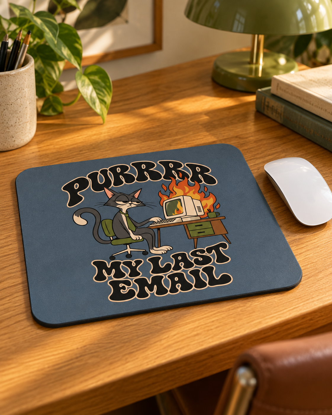 Cat 'Purrrr My Last Email' Funny Mouse Pad
