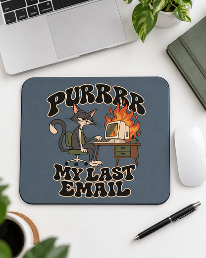 Cat 'Purrrr My Last Email' Funny Mouse Pad