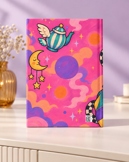 Psychedelic Space Girl Hardcover Journal — Lined Matte Notebook