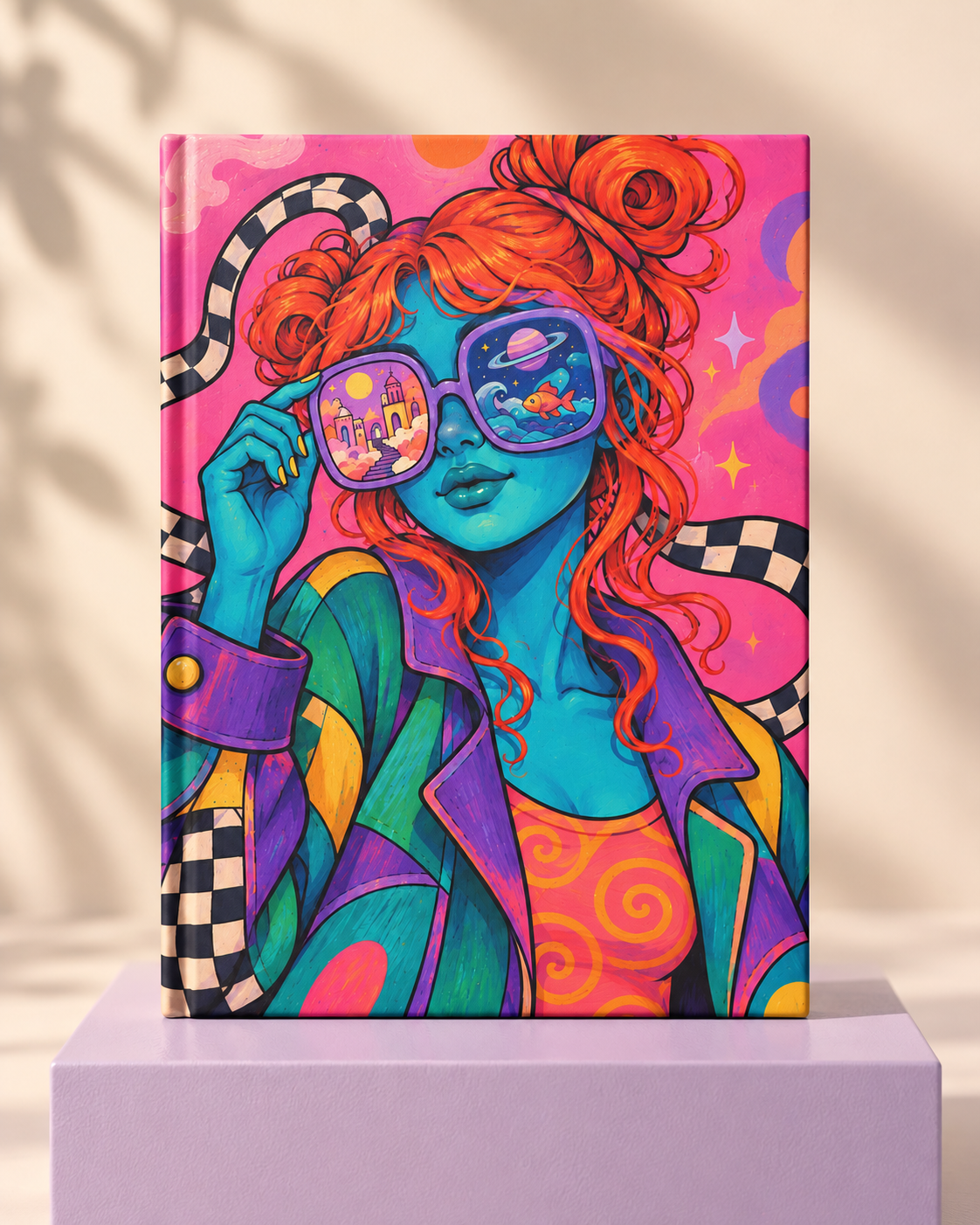 Psychedelic Space Girl Hardcover Journal — Lined Matte Notebook