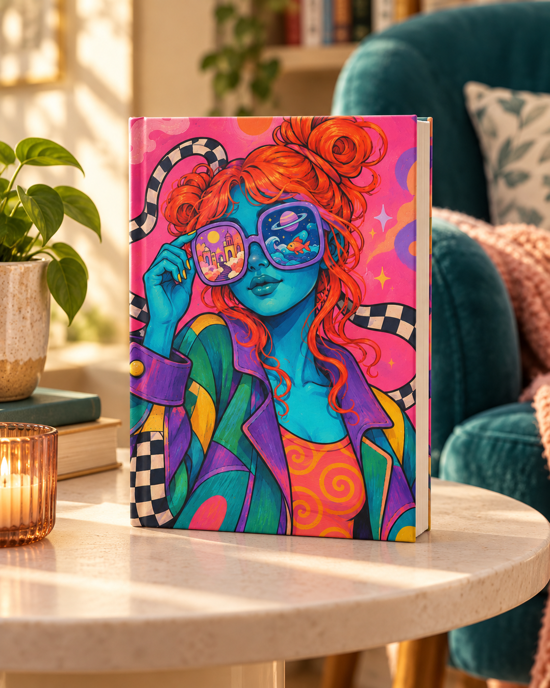 Psychedelic Space Girl Hardcover Journal — Lined Matte Notebook