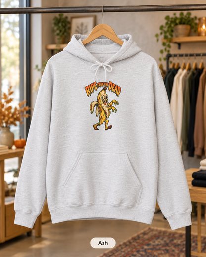 Ripe to Be Dead banana monster Hoodie | spooky fruit illustration