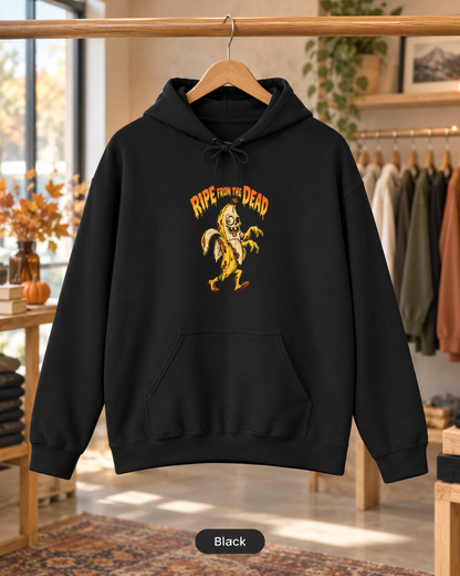 Ripe to Be Dead banana monster Hoodie | spooky fruit illustration