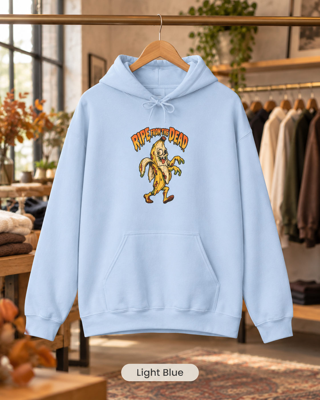 Ripe to Be Dead banana monster Hoodie | spooky fruit illustration