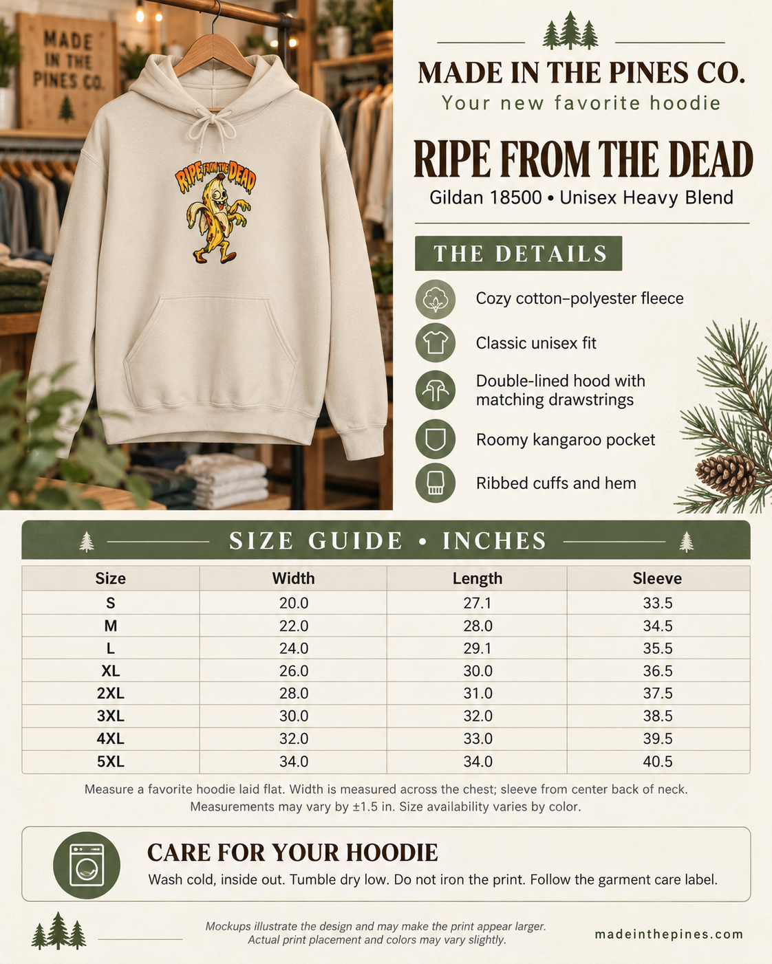 Ripe to Be Dead banana monster Hoodie | spooky fruit illustration