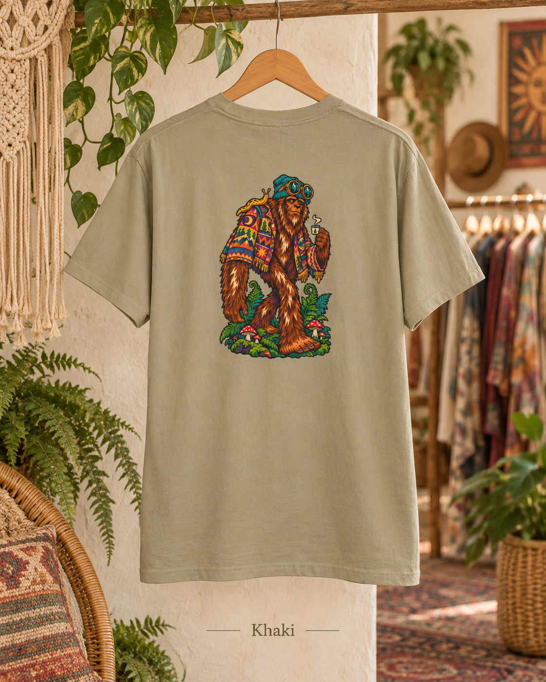 Colorful Woodland Sasquatch T-Shirt | Forest Bigfoot Graphic Tee