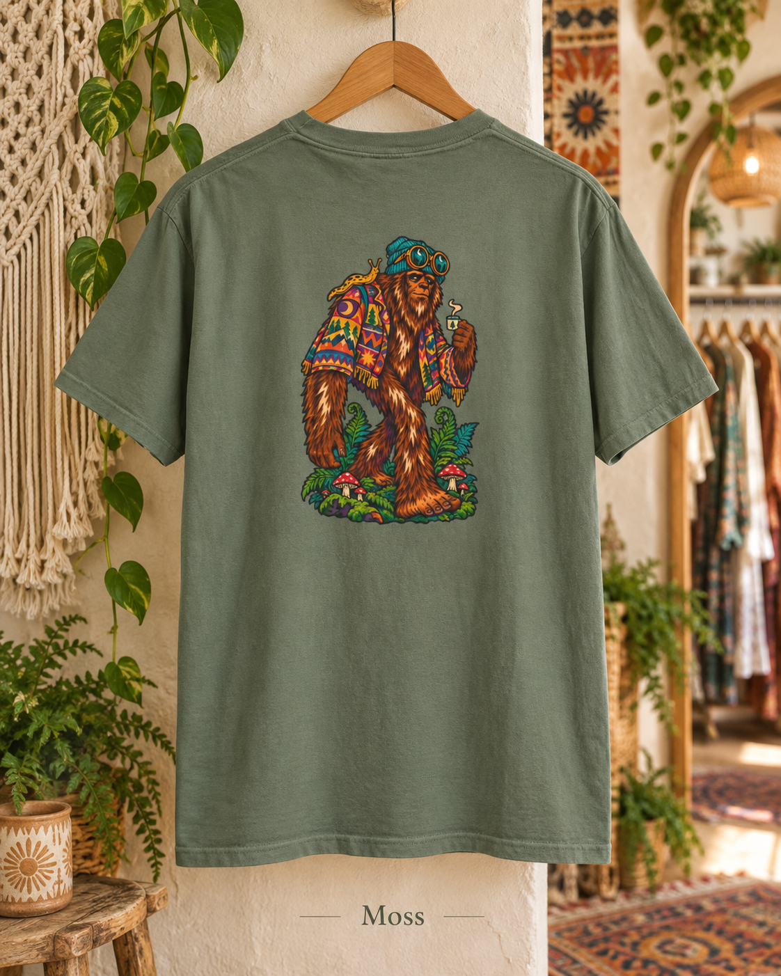 Colorful Woodland Sasquatch T-Shirt | Forest Bigfoot Graphic Tee
