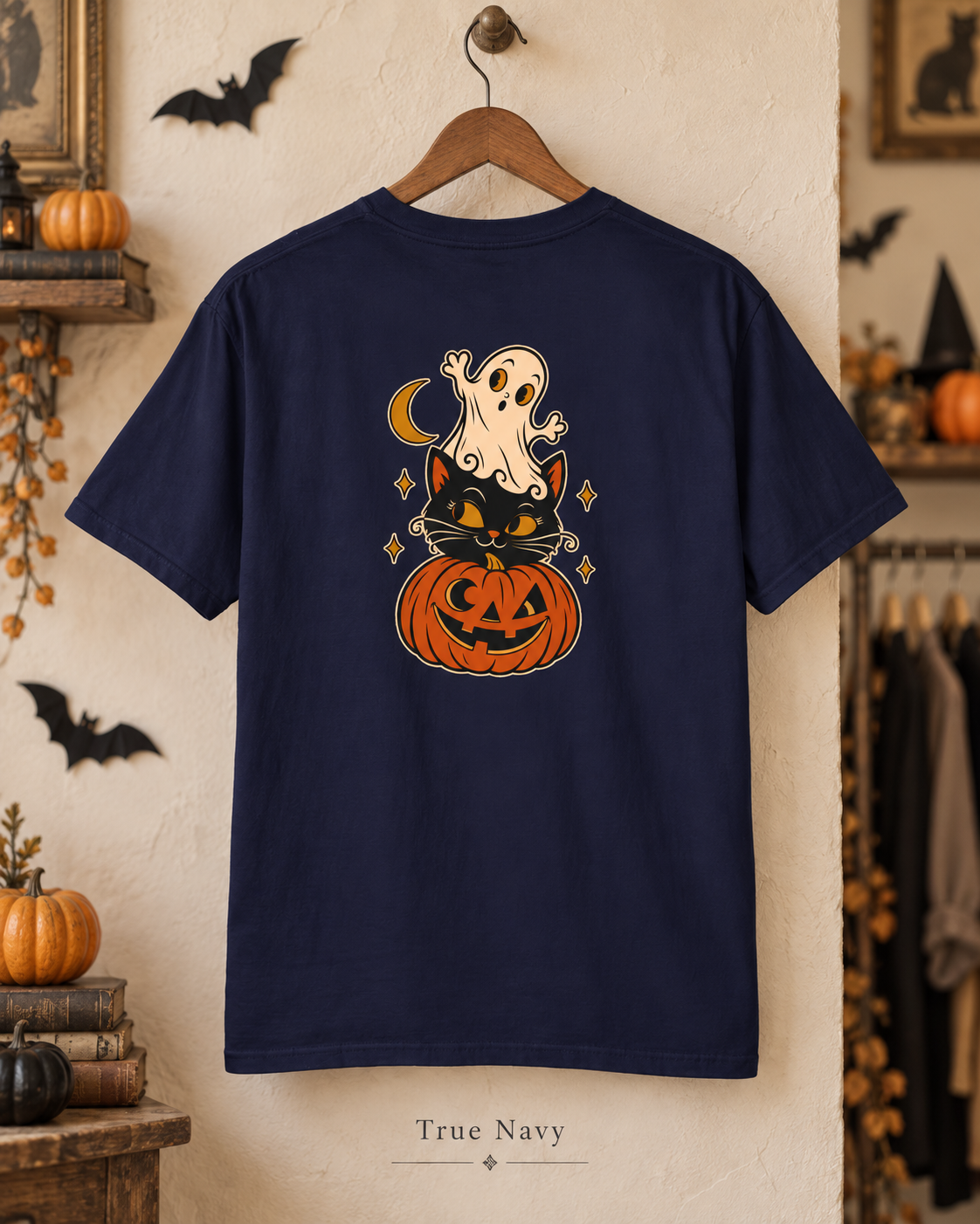 Halloween Cat & Ghost Pumpkin T-Shirt