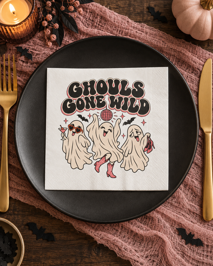 Ghouls Gone Wild Cocktail Napkins — Halloween Party Beverage Napkins
