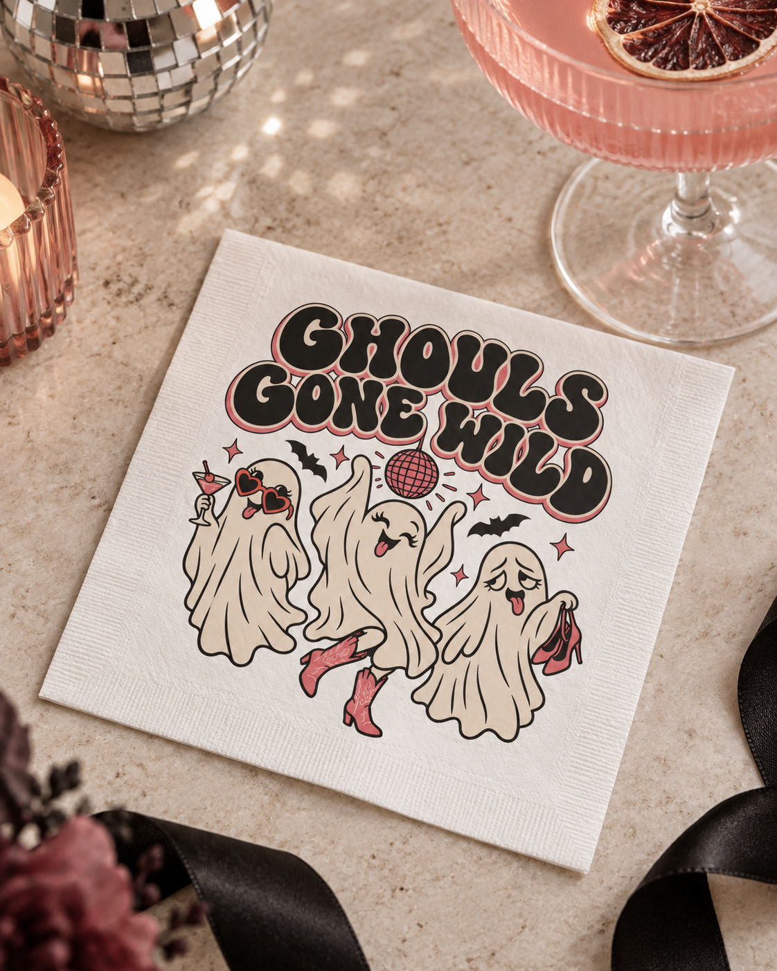 Ghouls Gone Wild Cocktail Napkins — Halloween Party Beverage Napkins