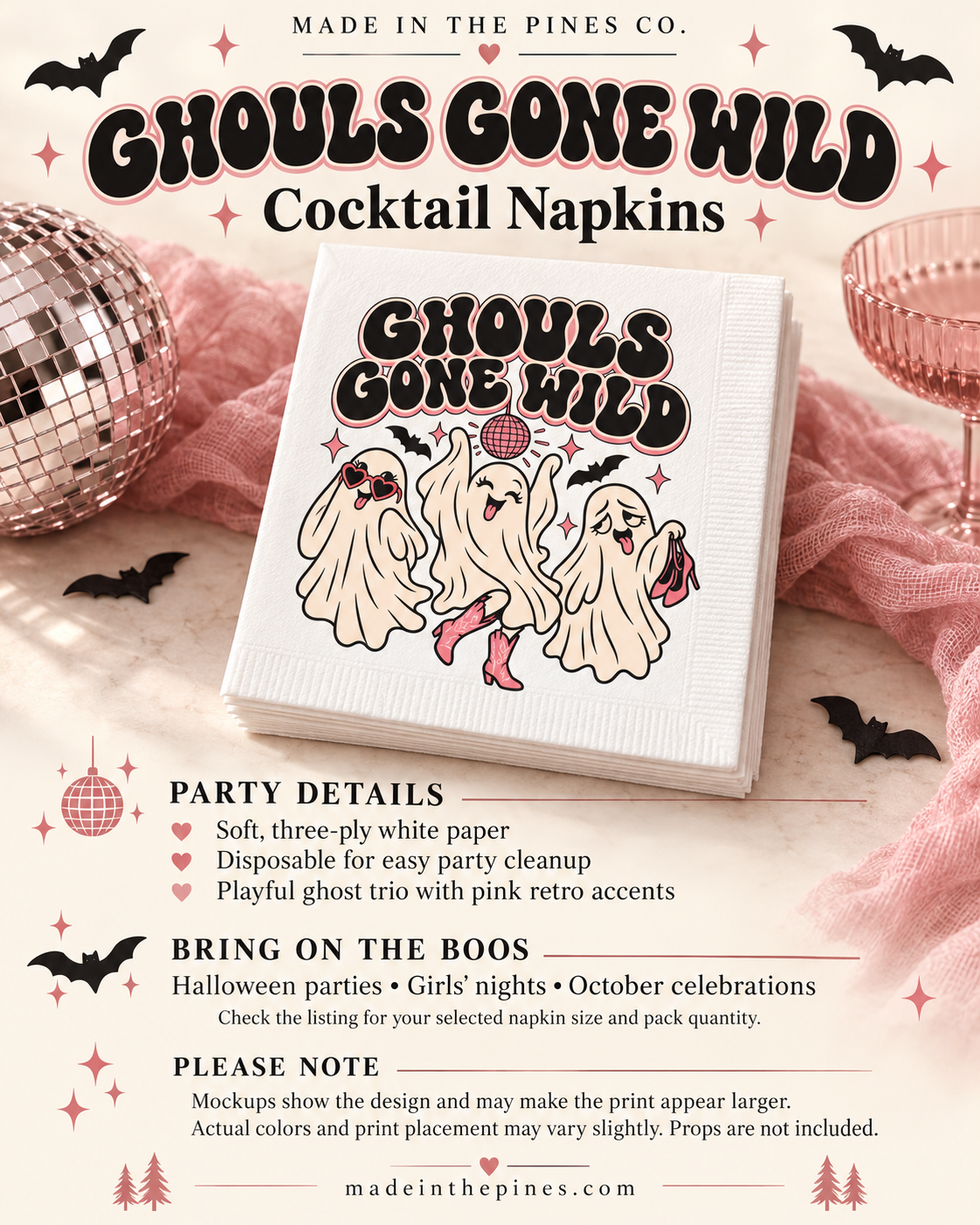 Ghouls Gone Wild Cocktail Napkins — Halloween Party Beverage Napkins