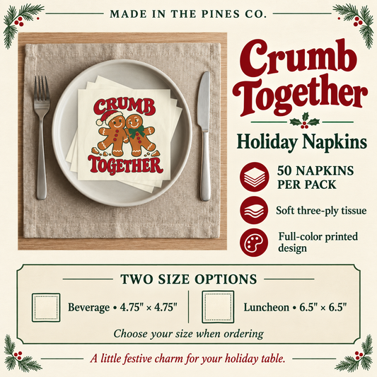 Holiday Napkins — "Crumb Together" Gingerbread Couple Party Napkins