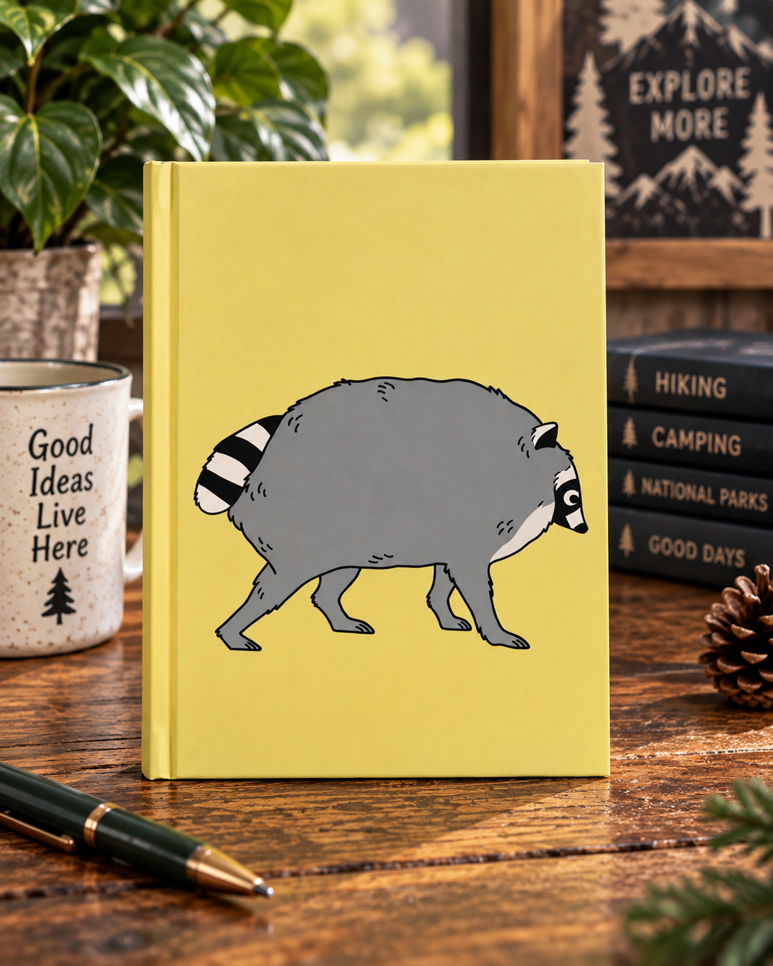 Chunky Raccoon Hardcover Journal – Funny Trash Panda Lined Notebook, Cute Woodland Animal Writing Journal, Nature Lover & Raccoon Gift