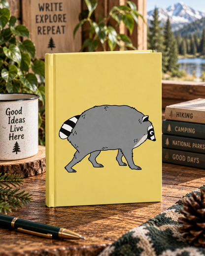 Chunky Raccoon Hardcover Journal – Funny Trash Panda Lined Notebook, Cute Woodland Animal Writing Journal, Nature Lover & Raccoon Gift