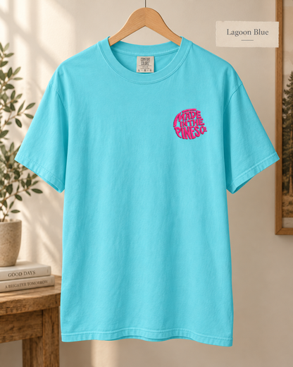 Made in the Pines Co. Embroidered Comfort Colors 1717 T-Shirt | Hot Pink Retro Logo Tee | Garment-Dyed Unisex Shirt