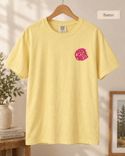 Made in the Pines Co. Embroidered Comfort Colors 1717 T-Shirt | Hot Pink Retro Logo Tee | Garment-Dyed Unisex Shirt
