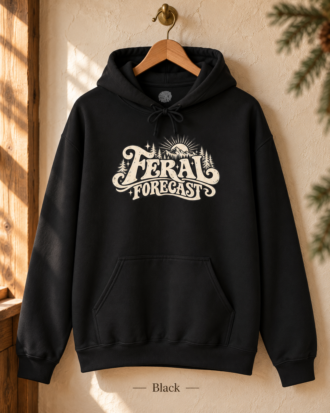 Feral Forecast hoodie | Retro sun illustration, nature-inspired design