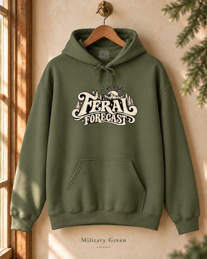 Feral Forecast hoodie | Retro sun illustration, nature-inspired design