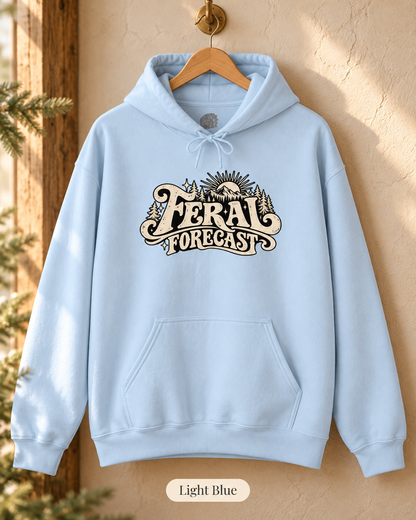 Feral Forecast hoodie | Retro sun illustration, nature-inspired design