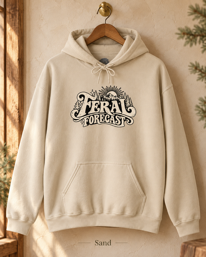 Feral Forecast hoodie | Retro sun illustration, nature-inspired design