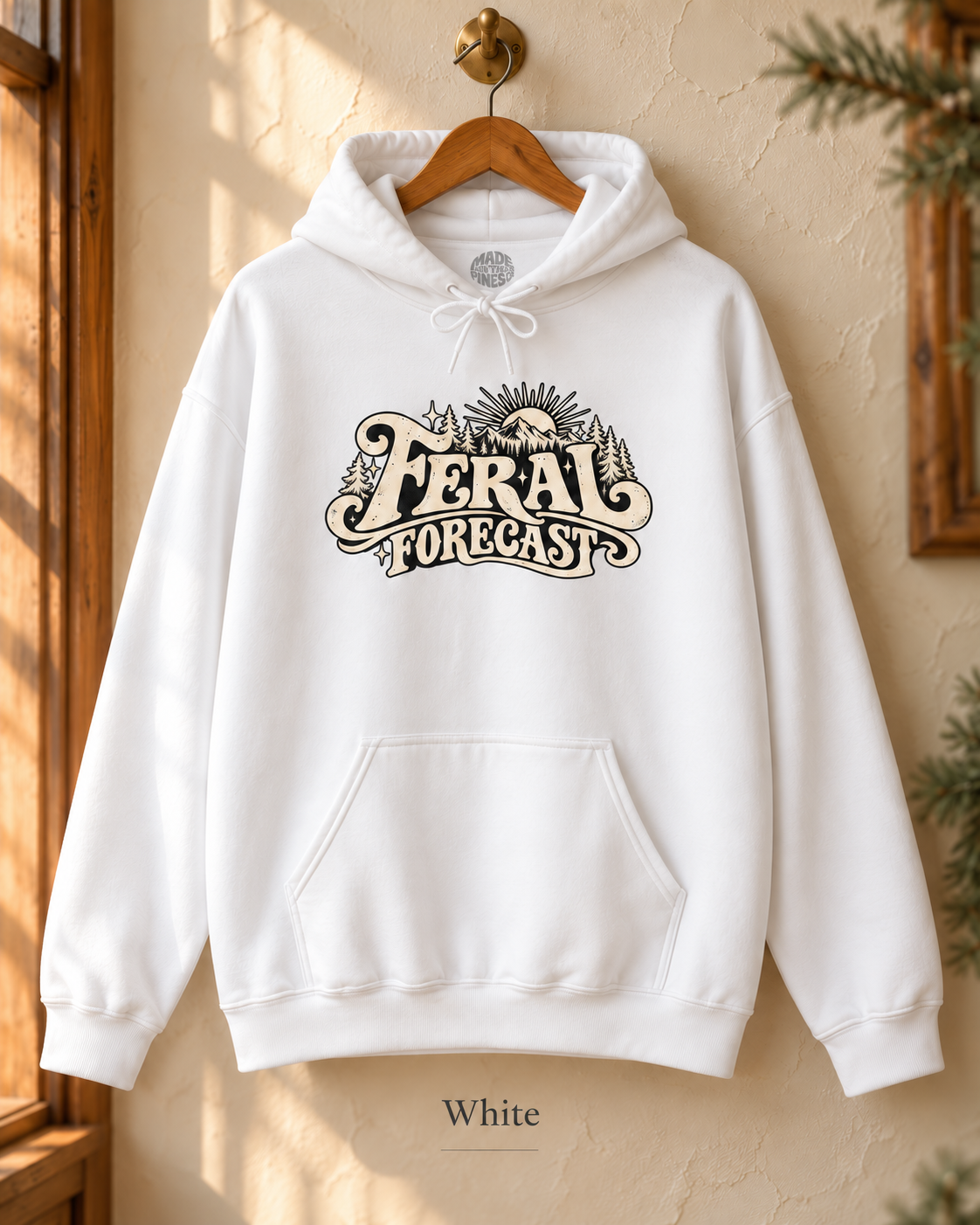 Feral Forecast hoodie | Retro sun illustration, nature-inspired design