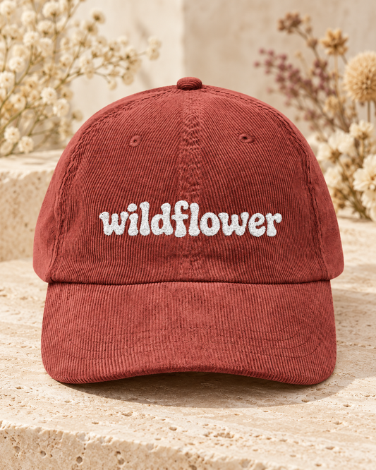 Corduroy 'wildflower' Embroidered Cap — Vintage Floral Baseball Hat