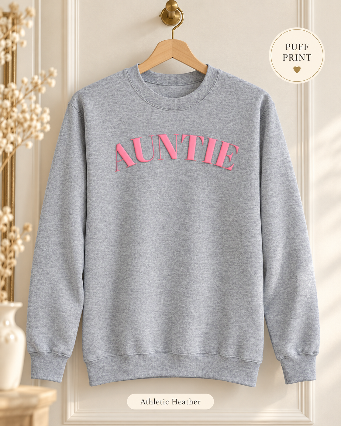 Auntie puff print Pink Arch Crewneck Sweatshirt